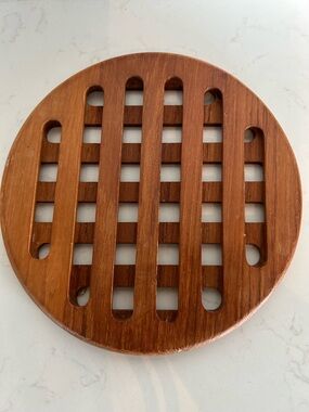 Vintage Danish MCM Teak Wood 7.75" Trivet by Selandia Designs